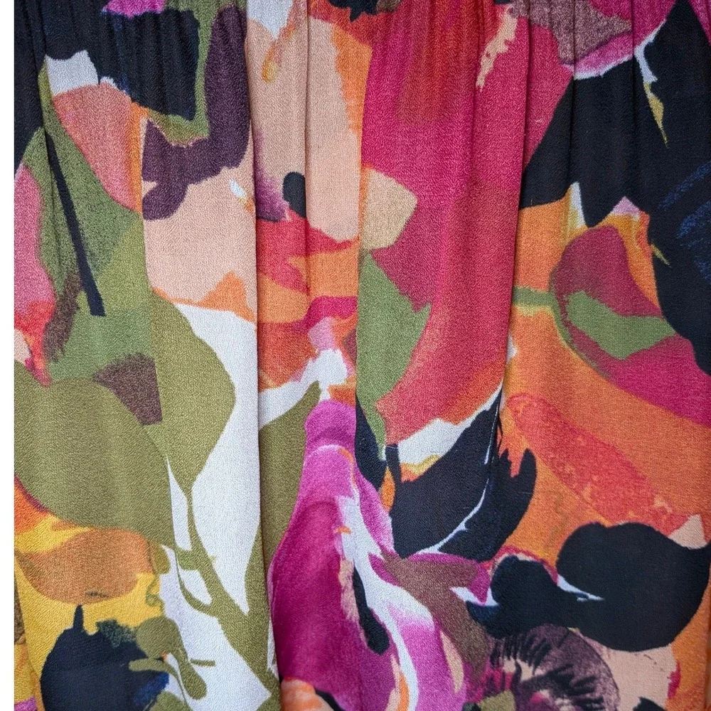 Catherines Floral Boho Keyhole Tunic Top Multi-Color Bell Sleeve Size 26/28